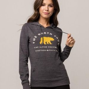 Gray North Face lightweight hoodie with bear